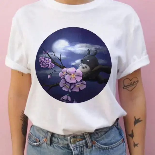 Summer men and women short-sleeved Studio Ghibli Totoro T-shirt Harajuku Kawaii Totoro Ghibli comfortable casual T-shirt 2