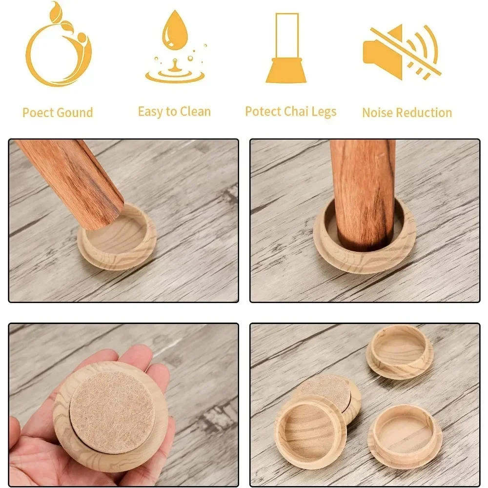 Furniture Felt Floor Protectors - Non-Slip Castor Cups (Set of 8)
