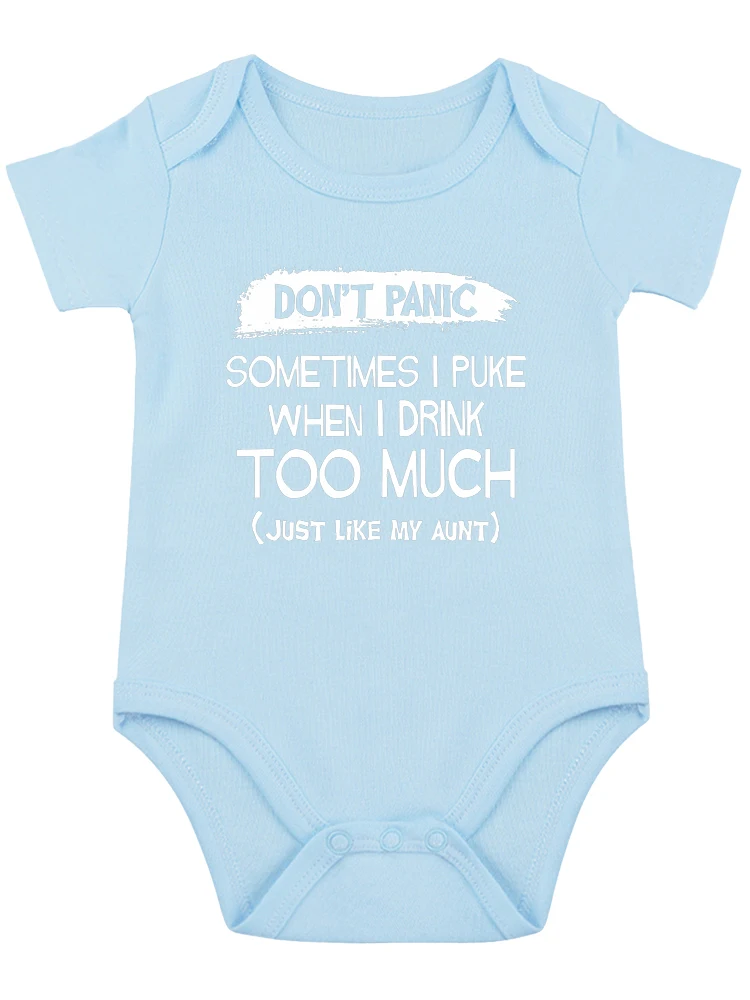 Don't Panic Sometimes I Puke When I Drink Too Much, Funny Baby onesie Baby Essentials Baby Bodysuit Baby Boy Girl Clothes 5