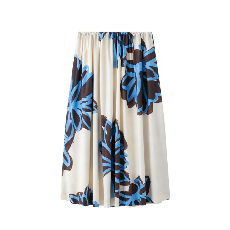 تنورة ميدي بطيات ازرق واسود