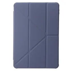 Transparent Multi-Folding Tablet Cover with Pencil Holder for iPad Air 3 10.5 (Lavender gray)