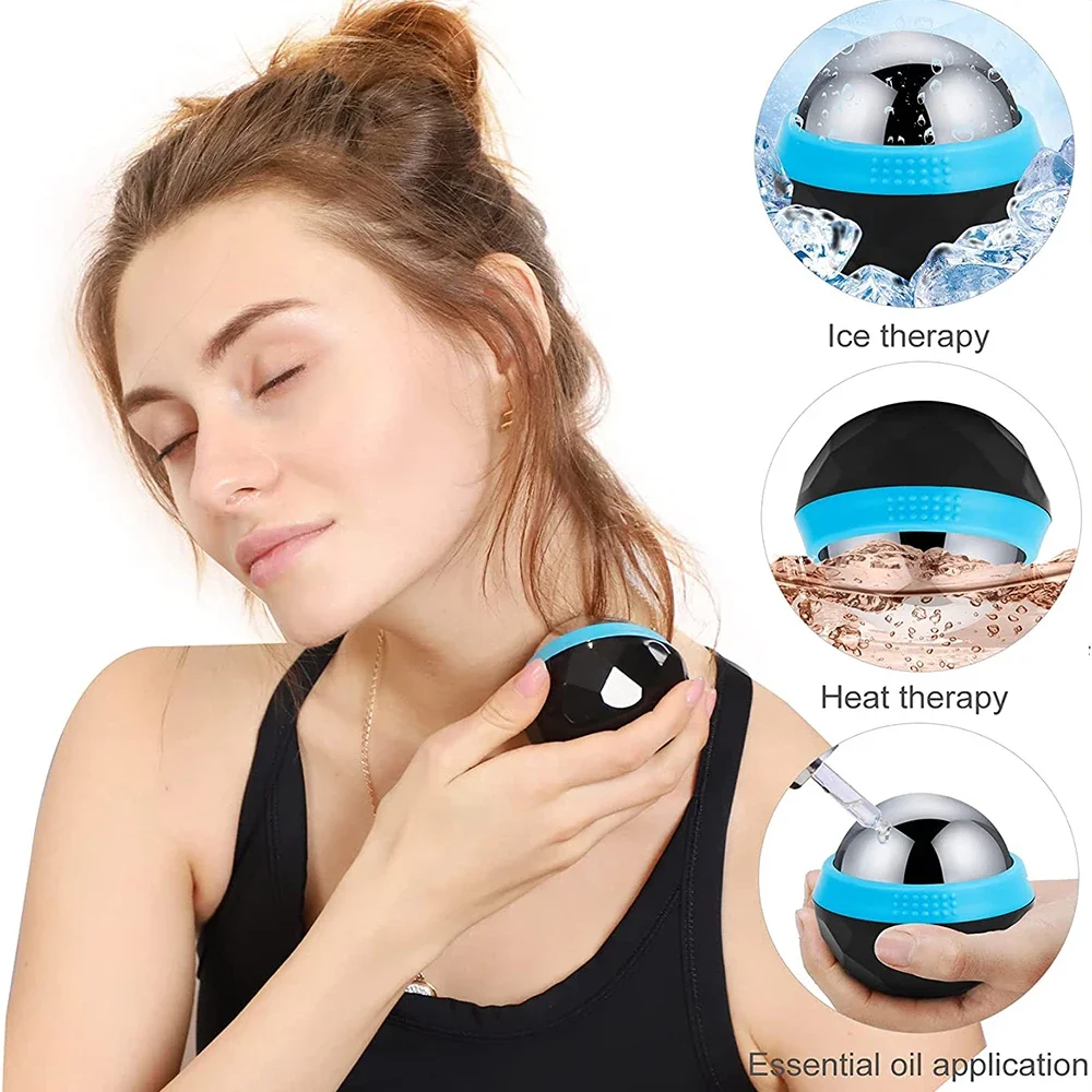 Hot/Cold Massage Roller Ball Stainless Steel Body Therapy Ice Roller Pain Relief Deep Tissue Massage Balls Body Face Massager