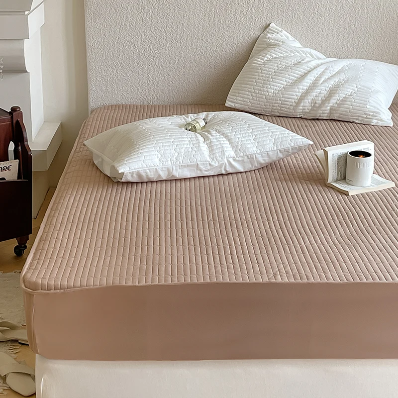 

Наматрасник однотонный из чистого хлопка, 2023 хлопок, стеганая простыня