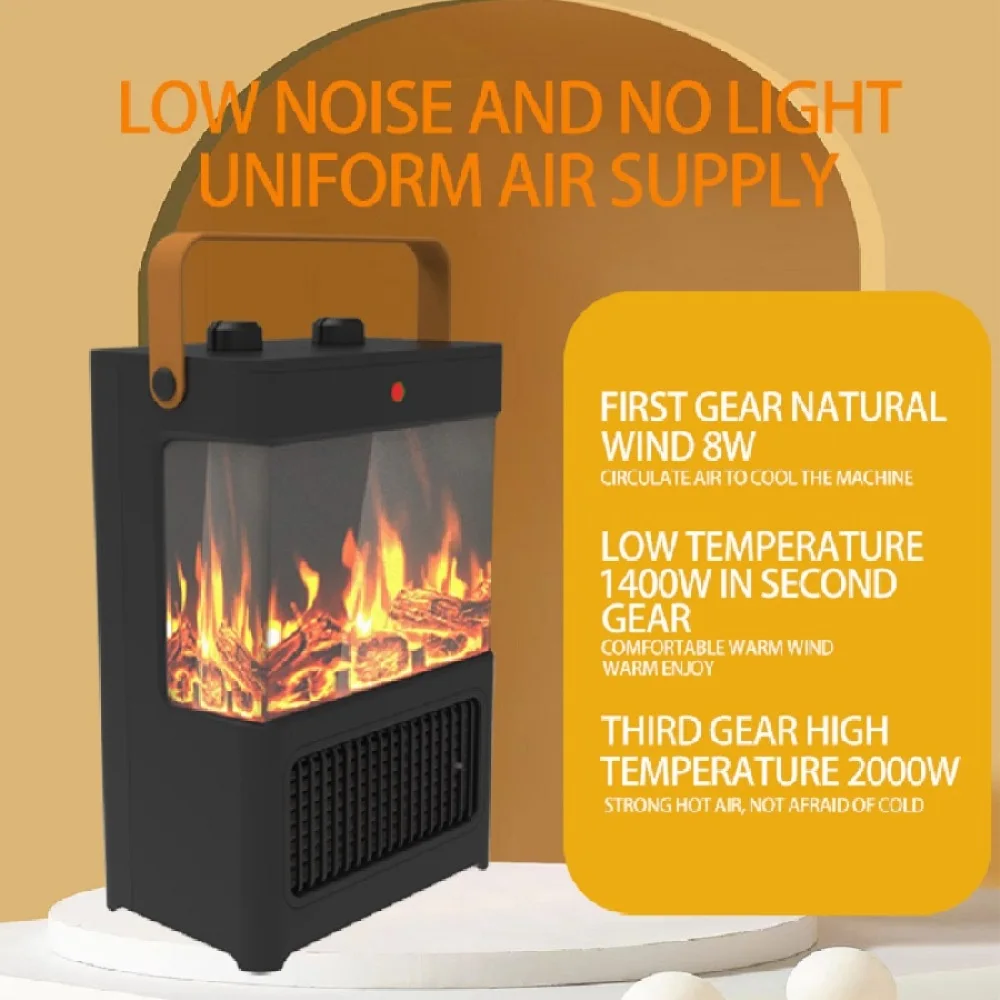 Electric Fireplace Heater for Indoor Use, 1500W Space Heater Fireplace with 3D LED Flame, Double Safety Protection, Portable 5