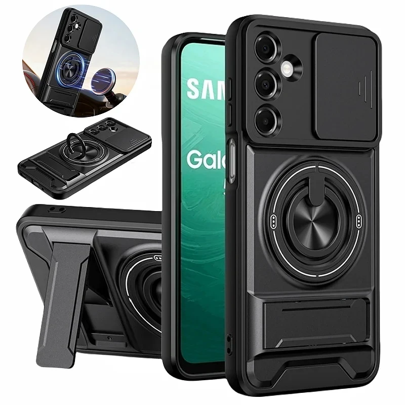 Enhanced Armor Case with Magnetic Stand Holder and Lens Protection Cover