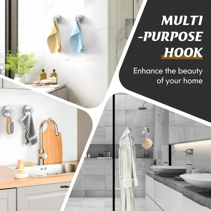Suction Cup Hooks Towel Coat Bath Robe Hook Wall Mount Waterproof Holder Suitable for Bathroom Kitchen Glass Door Mirror Tile