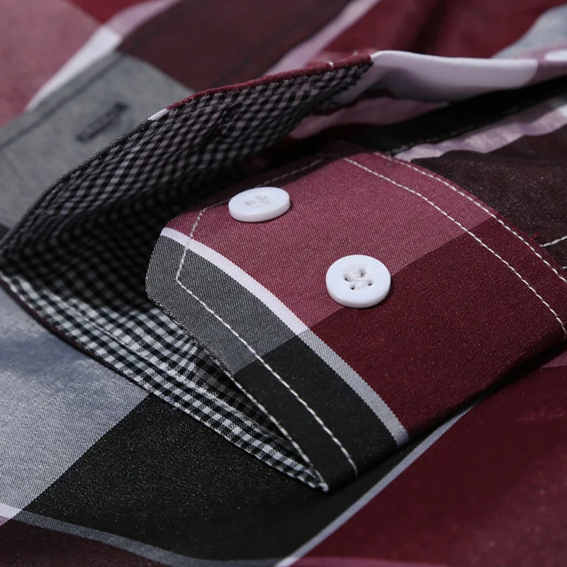 2023 Spring Autumn New Fashion Turn-down Collar Contrast Color Plaid Long Sleeve Shirt Man Office Button All-match Cardigan