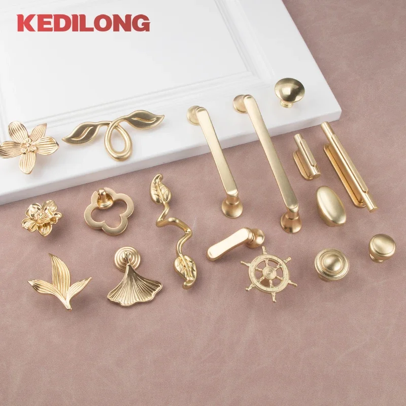 KEDLO Modern minimalist zinc alloy cabinet handle, kitchen cabinet gold knob, European light luxury drawer pull handle