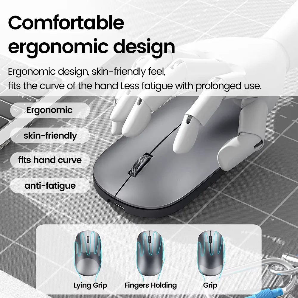 Wireless Mouse Dual Mode 2.4Ghz Bluetooth-Compatible Gaming Mouse Ergonomic Rechargeable Mice for PC/Laptop/Macbook