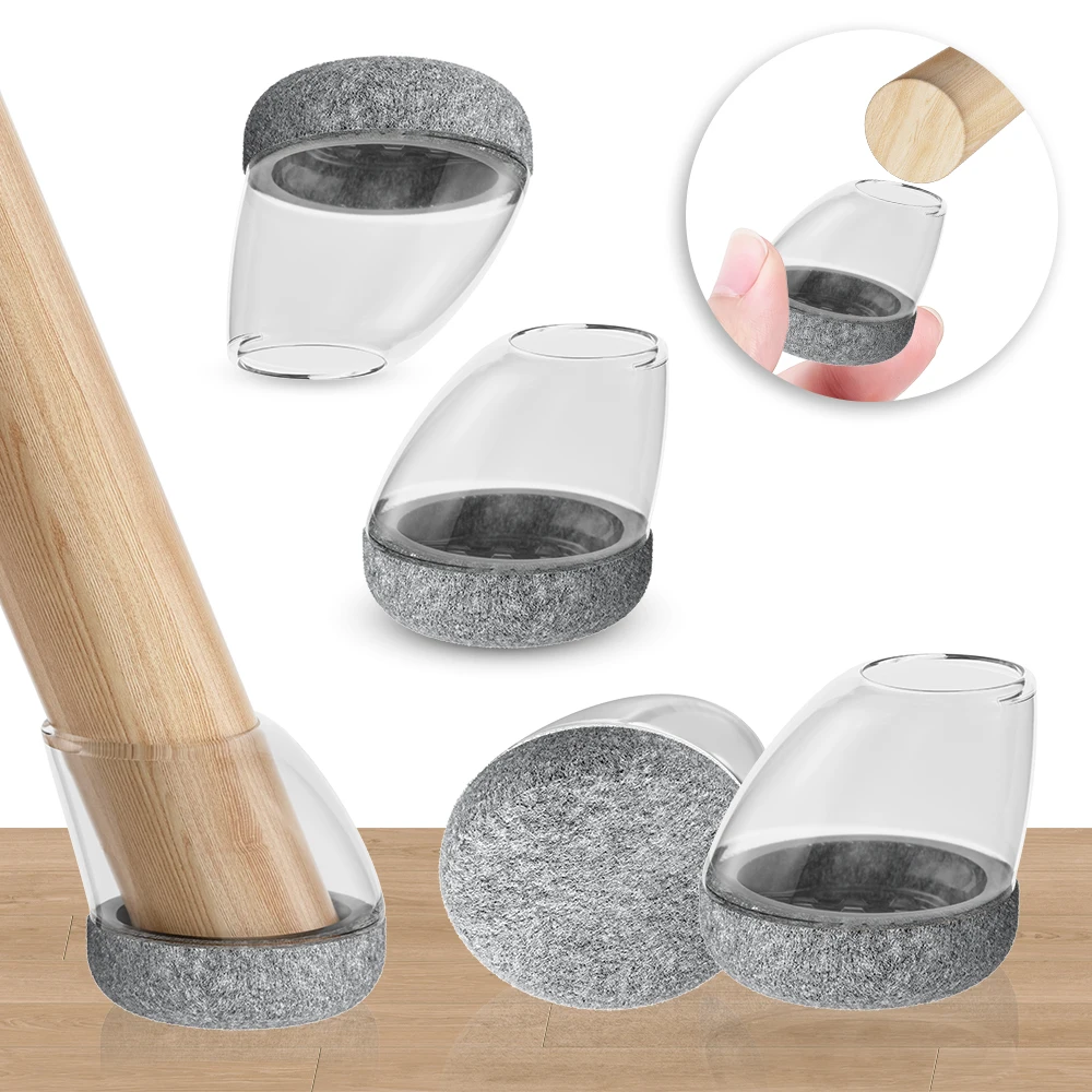 Chair Leg Protectors Foot Cover 15-25&deg; Diagonal Thick Wrap Felt Pads Silicone Furniture Table Feet Protect Hardwood Floors Table