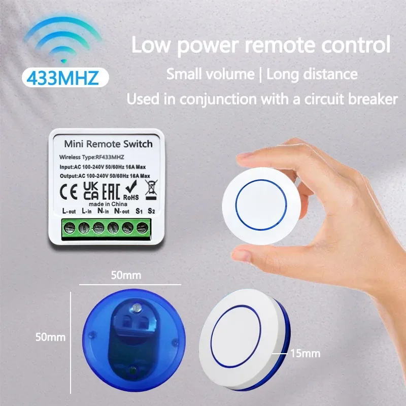 Smart Switch 16A Relay Controller RF 433Mhz Wireless Remote Control Mini Round Button Wall Panel Switch Smart Home Devices DIY