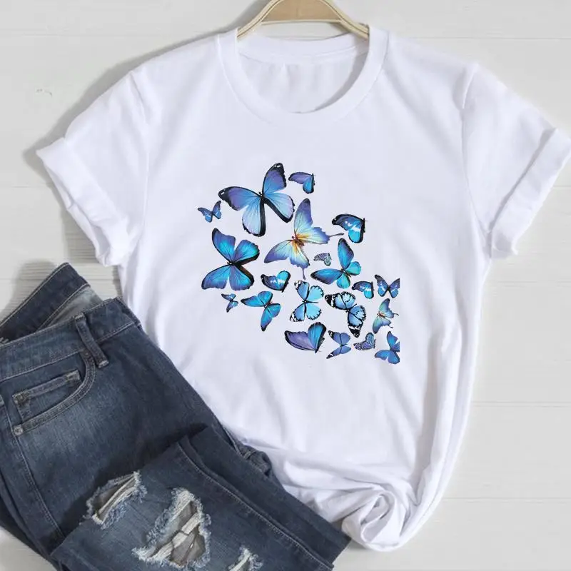 Clothing Floral Women Print European and American Short-sleeved T-shirt Women Clothing Tops Oversized T Shirt