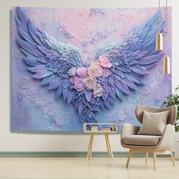 Blue Angel Wings Wall Tapestry 1