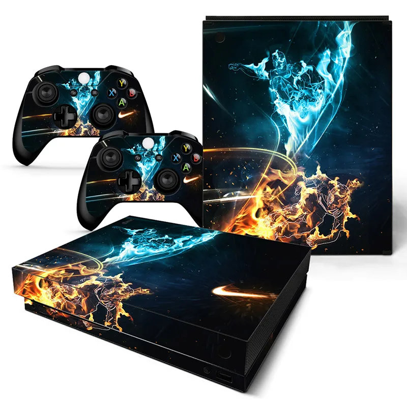 Blue Fire Stickers Skin Per Xbox One X Console Skin Controller Tn-Xbonex-5118
