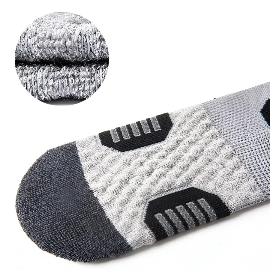 3 أزواج من جوارب الجري الرياضية، جوارب كرة السلة المضغوطة السميكة القابلة للتنفس، تمتص العرق، جوارب ركوب الدراجات الاحترافية