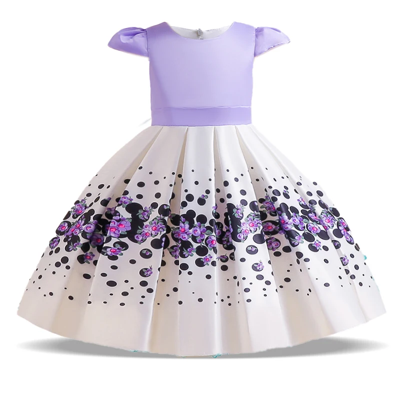 Summer Polka Dots Printed Girl Dress Bow Birthday Party Princess Dress