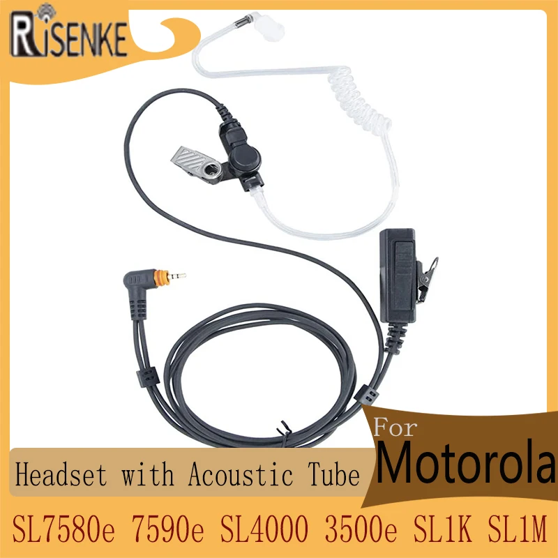 RISENKE TLK100 Earpiece for Motorola,Walkie Talkie Headset,SL300 SL7550,SL7580e,SL7590, 7590e, SL4000, SL3500, 3500e, SL1K, SL1M risenke earpiece for motorola sl300 sl7550 sl7580 sl7590 sl4000 sl1m sl1k walkie talkie acoustic air tube headset ptt mic