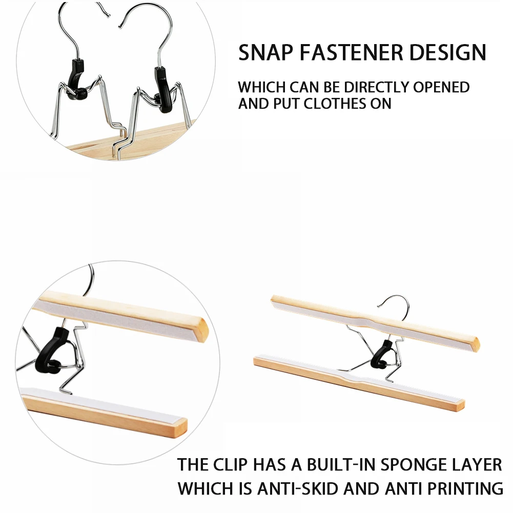Non-Slip Wooden Rack Skirt Wig Pants Hangers Multifunctional High Load-Bearing Capacity Hangers for Clothes Store