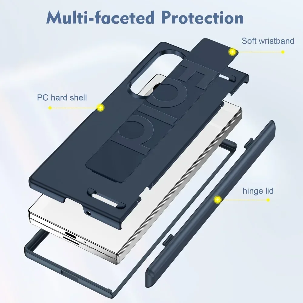Shockproof Premium Matte Phone Case with Elastic Wrist Strap and Hinge Protection