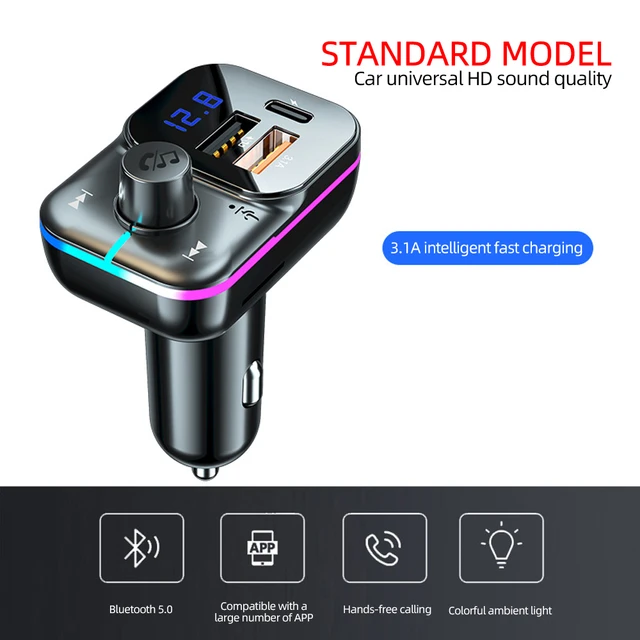 Mini transmetteur et récepteur USB Bluetooth 5.3 FM02 pour voiture, écran  LED, kit d'appel mains libres, audio automatique sans fil pour radio FM -  AliExpress