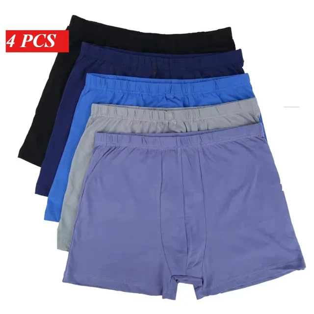Lot de 4 boxers pour hommes 100 % coton, grandes tailles 8XL-10XL, coupe ample, sous-vêtements doux, respirants et anti-frottement pour hommes grands et corpulents 1