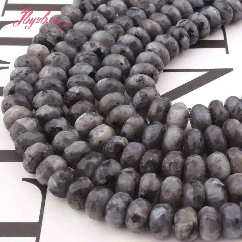 

5x8mm Natural Black Larvilite Stone Beads Rondelle DIY Strand 15 Inch For Necklace Bracelets Jewelry Making Free Shipping