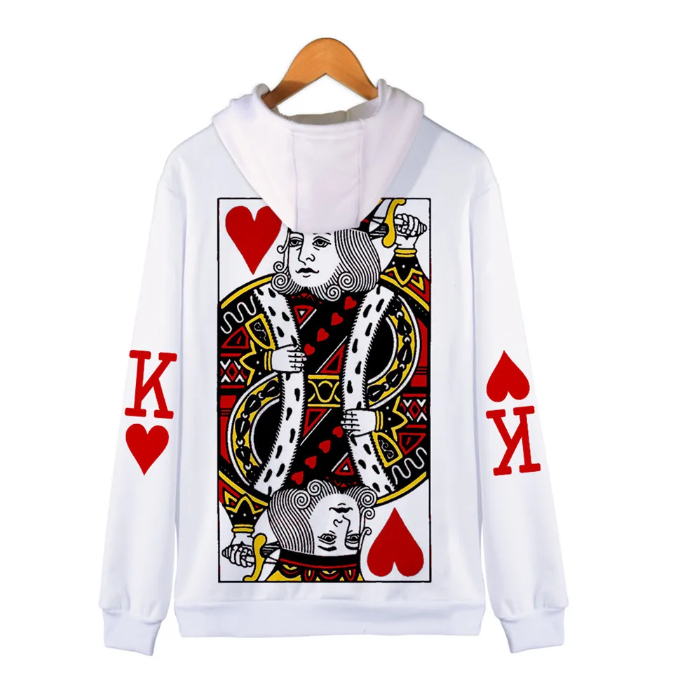 

Personality Poker 3D Men Women Sweatshirts Print Red Heart K Poker Hoody Men's Jackets Coats Sweatshirts