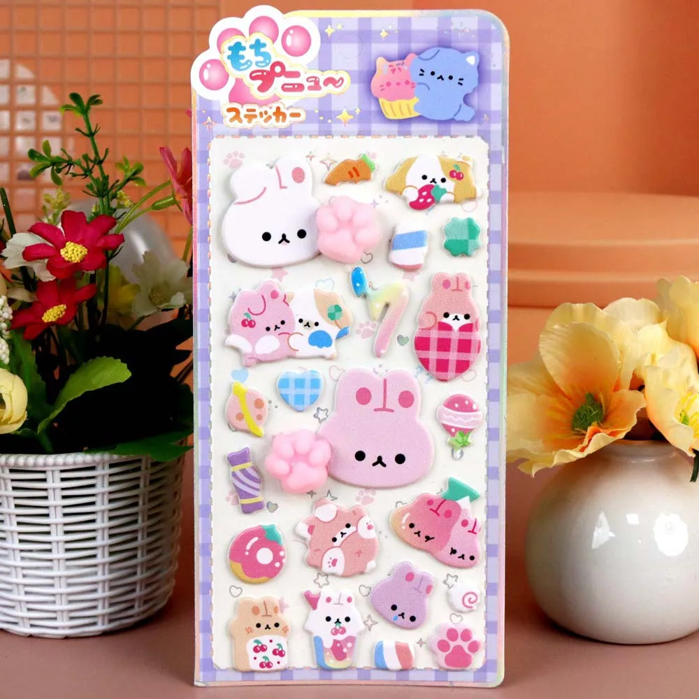 Cartoon Soft Cat Claw Pinch Decompression 3D Sticker DIY Scrapbook Phone Case Decoration Puffy Stickers