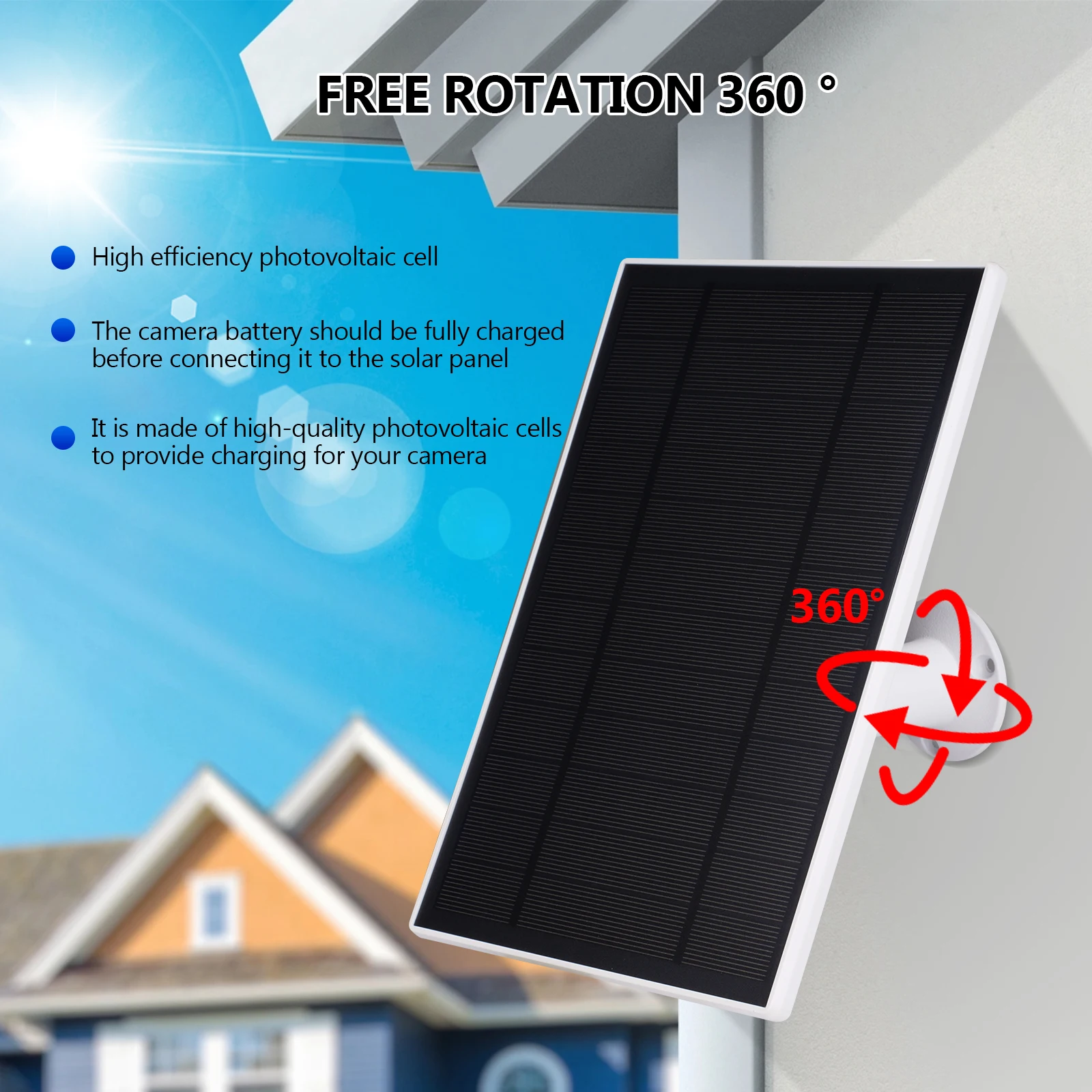 Solar Panel With Micro USB Charging Cable And USB-C Connector,Solar Panel, Supply Compatible With Outdoor Security Camera