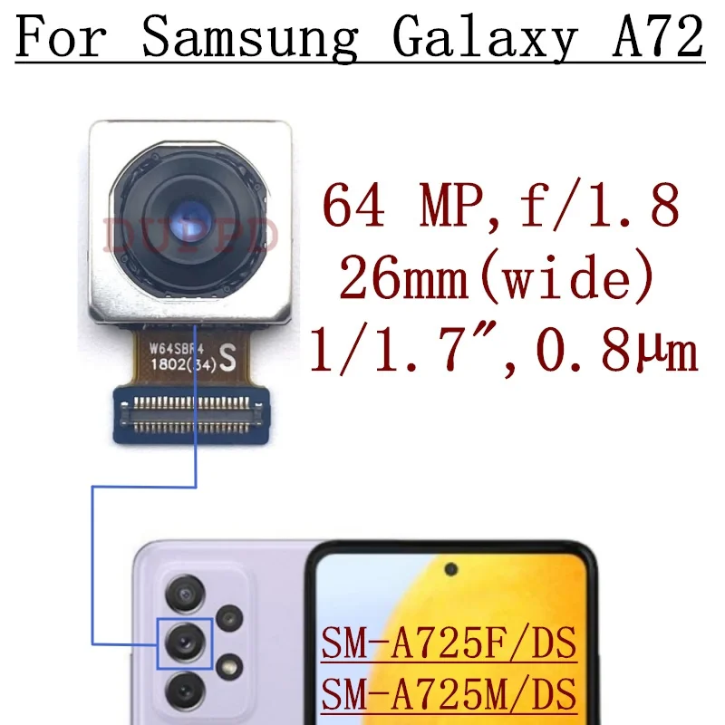 Rear Camera For Samsung Galaxy A72 A725F A725M 4G 5G Front Facing