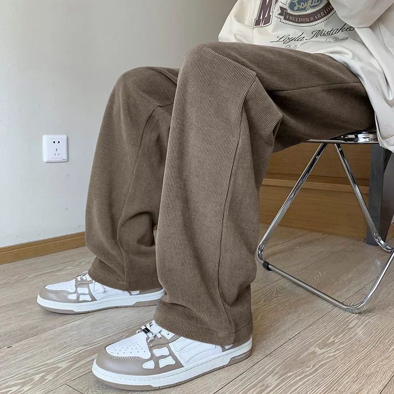 Men's Winter Straight-leg Slacks Streetwear Hip-hop Jogging Bottoms Tight Waist Harem Pants Men's Harajuku Casual Cargo Pants