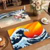 Japanese Wave Art Kitchen Dish Mat Absorbent Dining Table Mats Retro Non-slip Placemat Coffee Dish Tableware Mat for Home Decor 6