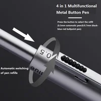 4 In 1 Multifunction Luxury Pen, 0.7mm 3 Color Ballpoint 0.5mm Mechanical Pencil, Gravity Sensor Metal Retractable Pens Długopis 2
