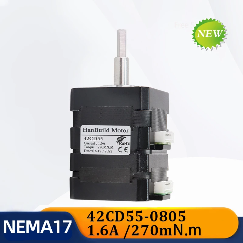 

3PCS 42CD55-0805 Double layer stacked 1.6A 270mN.m 42 stepper motor forward and reverse automatic micro stepping motor for CNC