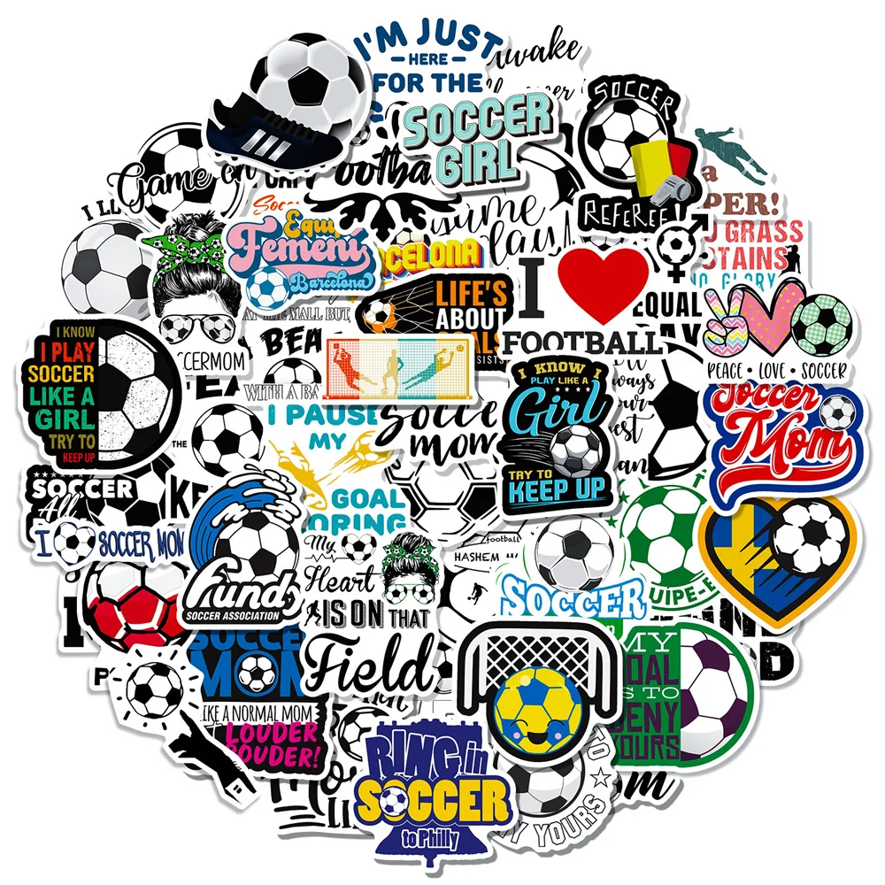 

10/30/50PCS Football Graffiti Waterproof Sticker Cartoon Creative Trend Decoration Hand Account Refrigerator SkateboardWholesale
