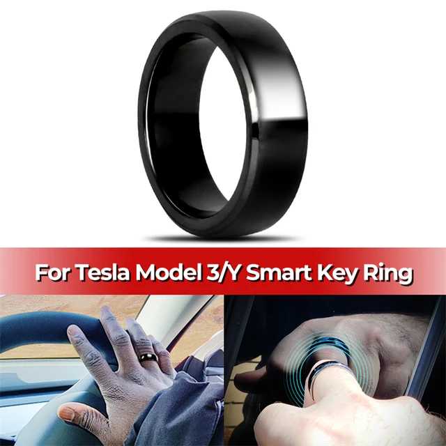 Accesorios de anillo inteligente Tesla: anillo de cerámica para modelo 3 y  modelo Y para reemplazar el llavero de la tarjeta. (11, negro)