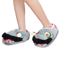 Halloween Zombie Big Mouth Funny Thickened Cloth Bottom Non-Slip Bottom Slippers Women Men Warm Cartoon Cotton Slippers Shoes 1