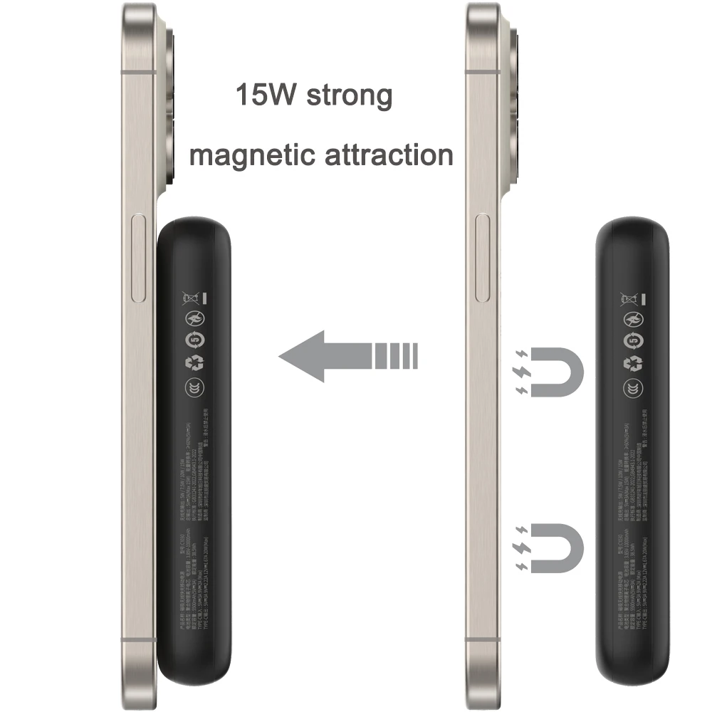 【CCC 3C Certified】10000mAh Magnetic Wireless Power Bank PD20W Fast Charging for iPhone Samsung Xiaomi Type-C External Battery