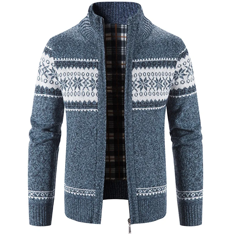 Men's Cardigan Christmas Sweater Thick Slim Fit Sweater Coat Jumpers Knitwear Autumn Casual Patchwork Cardigan Men Sweaters Coat