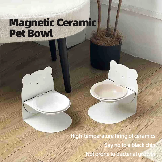 Detachable Ceramic Elevated Pet Bowl - Anti-Spill Large Capacity Tilt Design Pet Drinking and Eating Bowl & Water 3