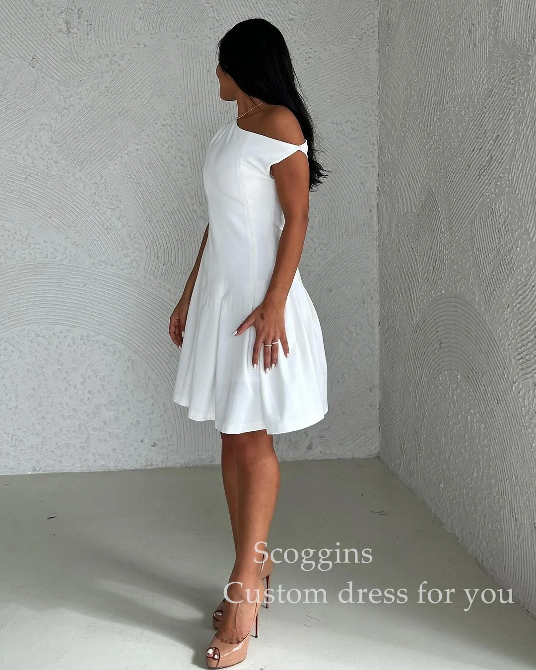 

Scoggins فساتين سهرة One-Shoulder Ball-Gown Strapless Knee-Length Chiffon Zipper Up Formal Occasion Dresses Wedding Party Dress