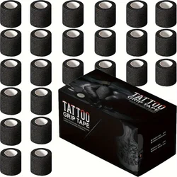 Tattoo Grip Black Bandage Wrap - Disposable Tape for Tattoo Accessories (Available in Various Quantities) (24PCS)