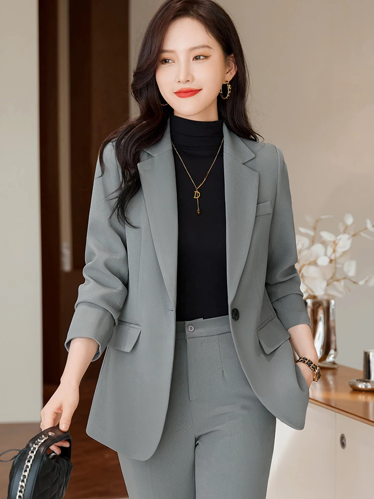 Fashion Professional Women's autumn and winter new long-sleeved suit elegant temperament shows self-confidence