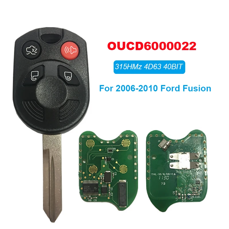 

CN018087 HA Blade Remote Head Key Fob For Ford Fusion 2006-2010 OUCD6000022 4D63 40 Bits Spare Auto Key