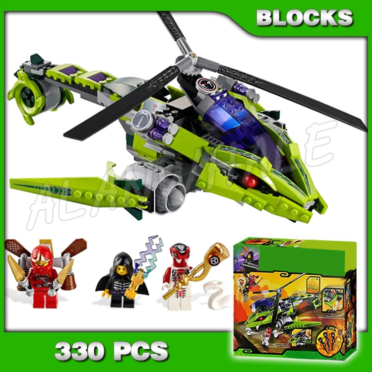 330 шт. набор строительных блоков Shinobi Rattlecopter Battle Golden Snake Staff Fang Garmadon 9757 совместимы с