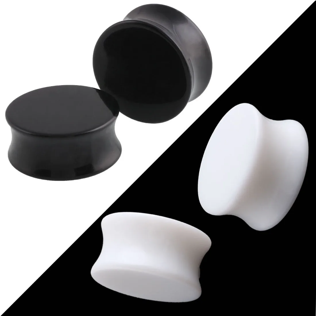 Piercing Jewelry 2Pcs Ear Plugs Tunnels Acrylic Piercing Double Flared Ear Gauges Expanders White Black Dilation Stretcher