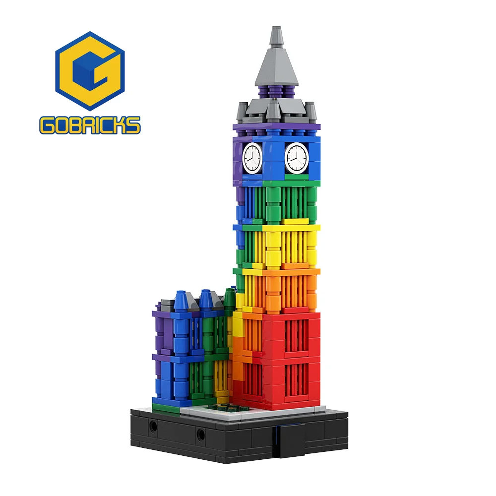 

Gobricks MOC Colorful Big Ben Buiding Blocks Assembled Model Toys Educational Toy Kids Game World Architecture Educational Toy