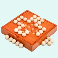 Classic Wooden Solitaire Board Game Mind Brain Teaser Jump Marbles Intellectual Development IQ Puzzle for Adults and Children 1
