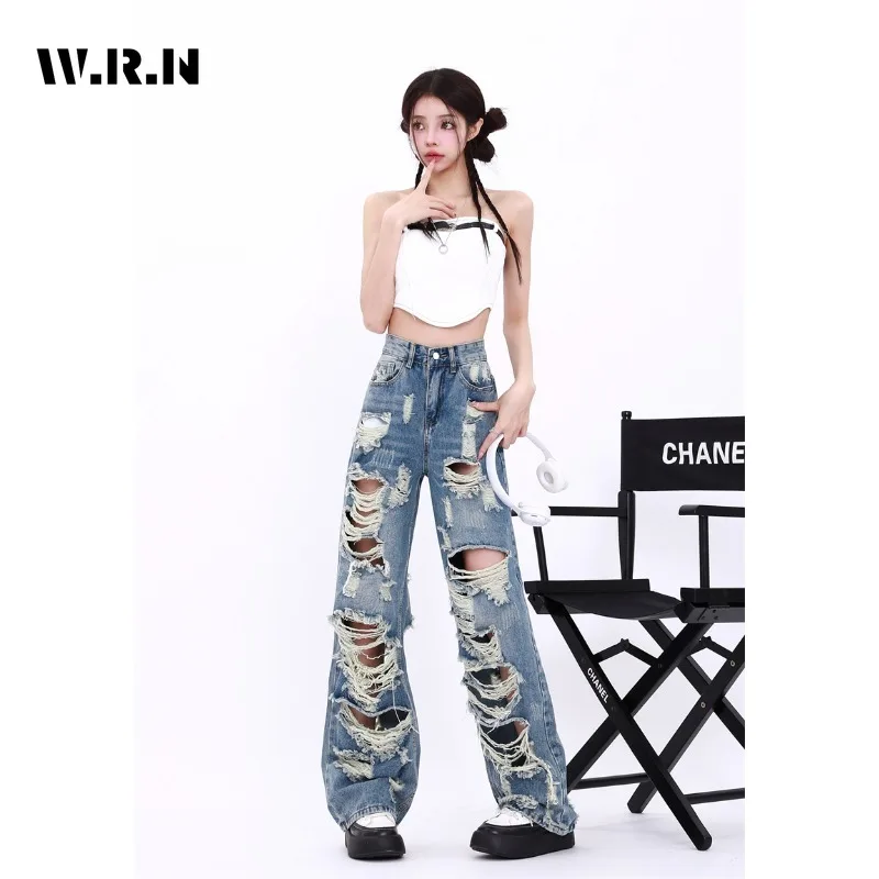 

Женские джинсовые брюки с высокой талией, Стирка в Корейском стиле, весна-лето 2024