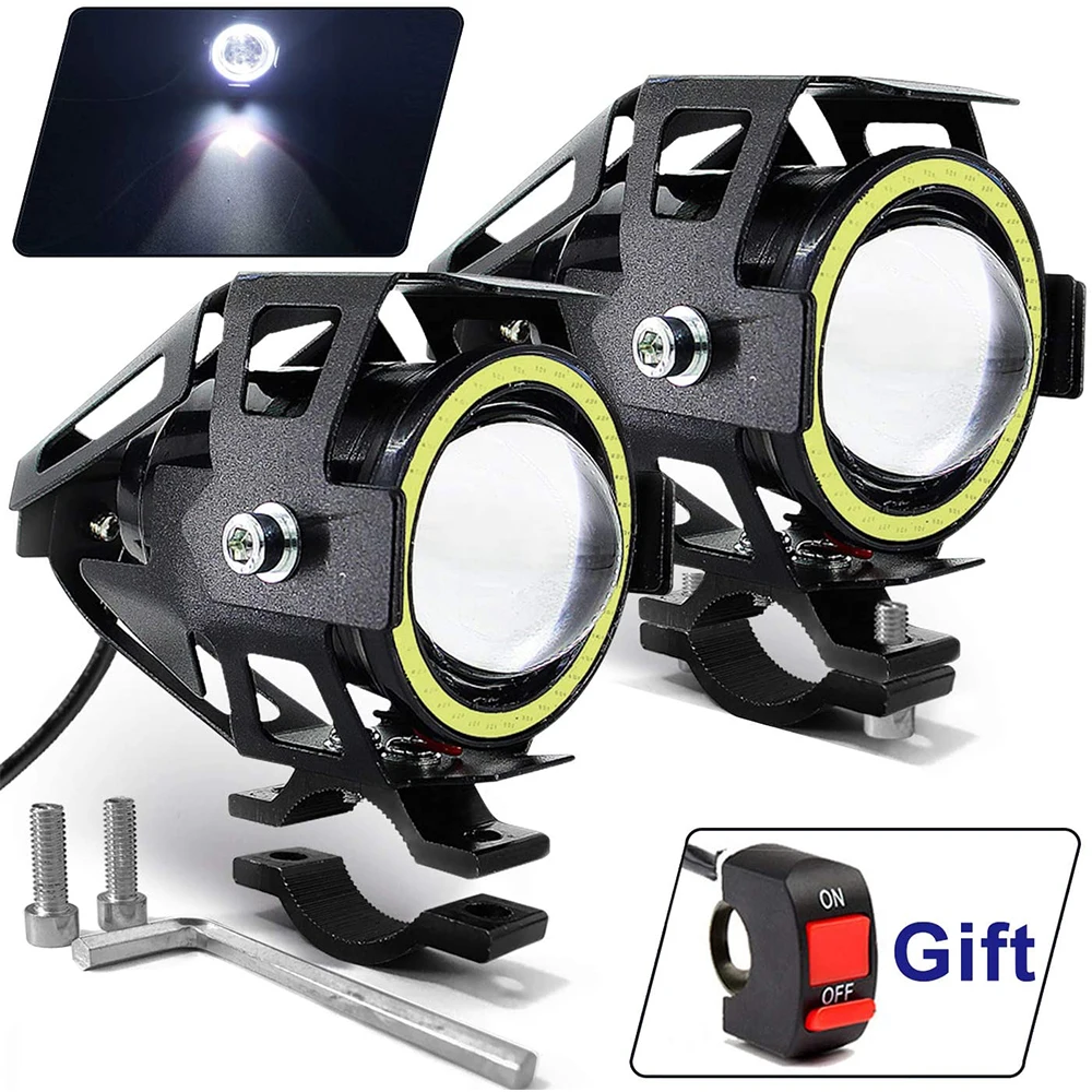 2 Pz Moto Angel Eyes Fari 125W Moto Spotlight U7 Led Moto Guida Ausiliaria Auto Fendinebbia Drl Faro